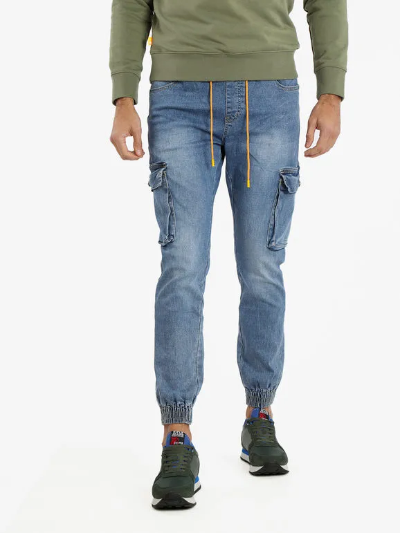 3-D Jeans Cargo Pants for Men with Large Pockets and Cuffs
