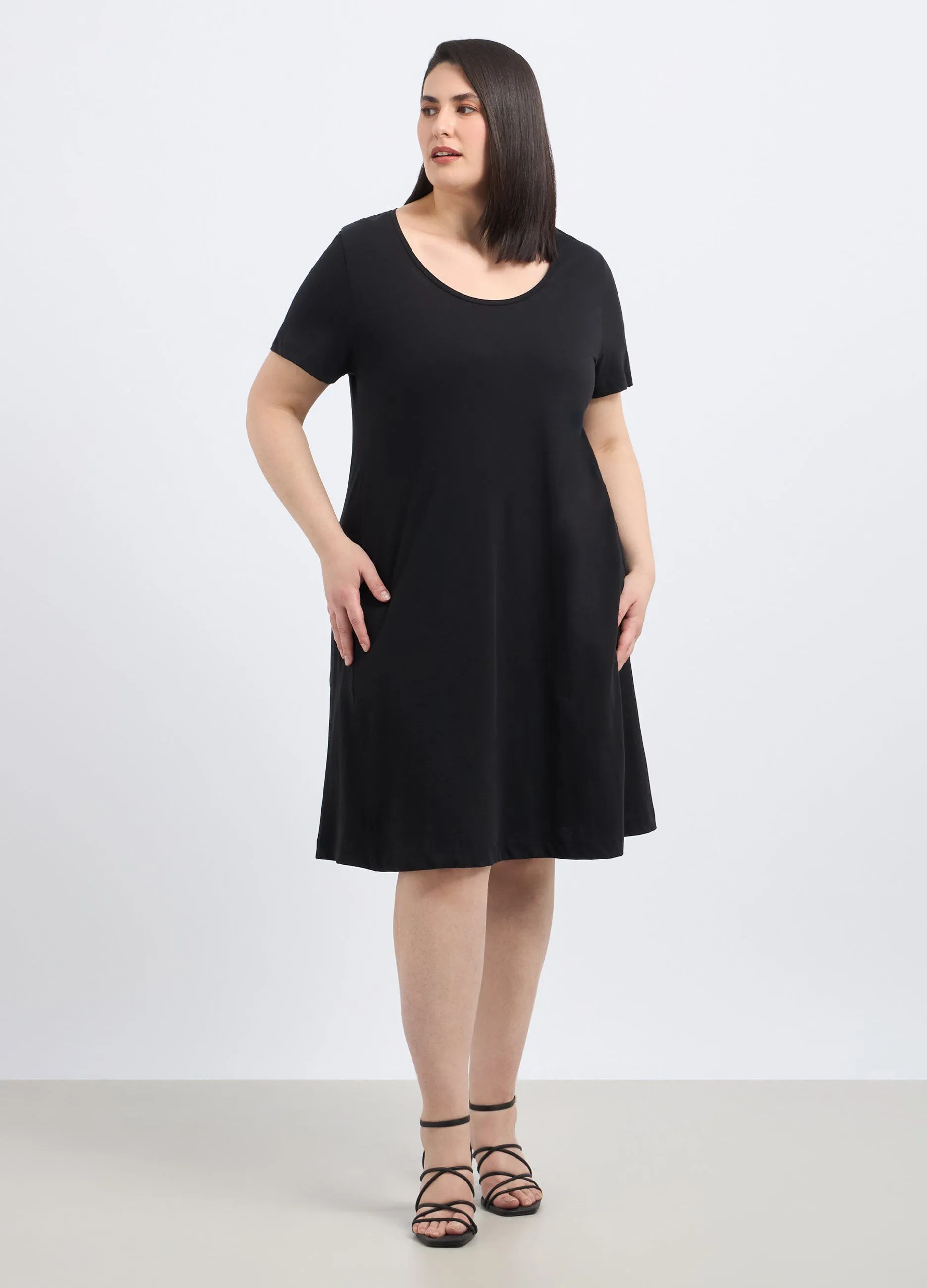 A-Line Short Pure Cotton Dress for Curvy Women