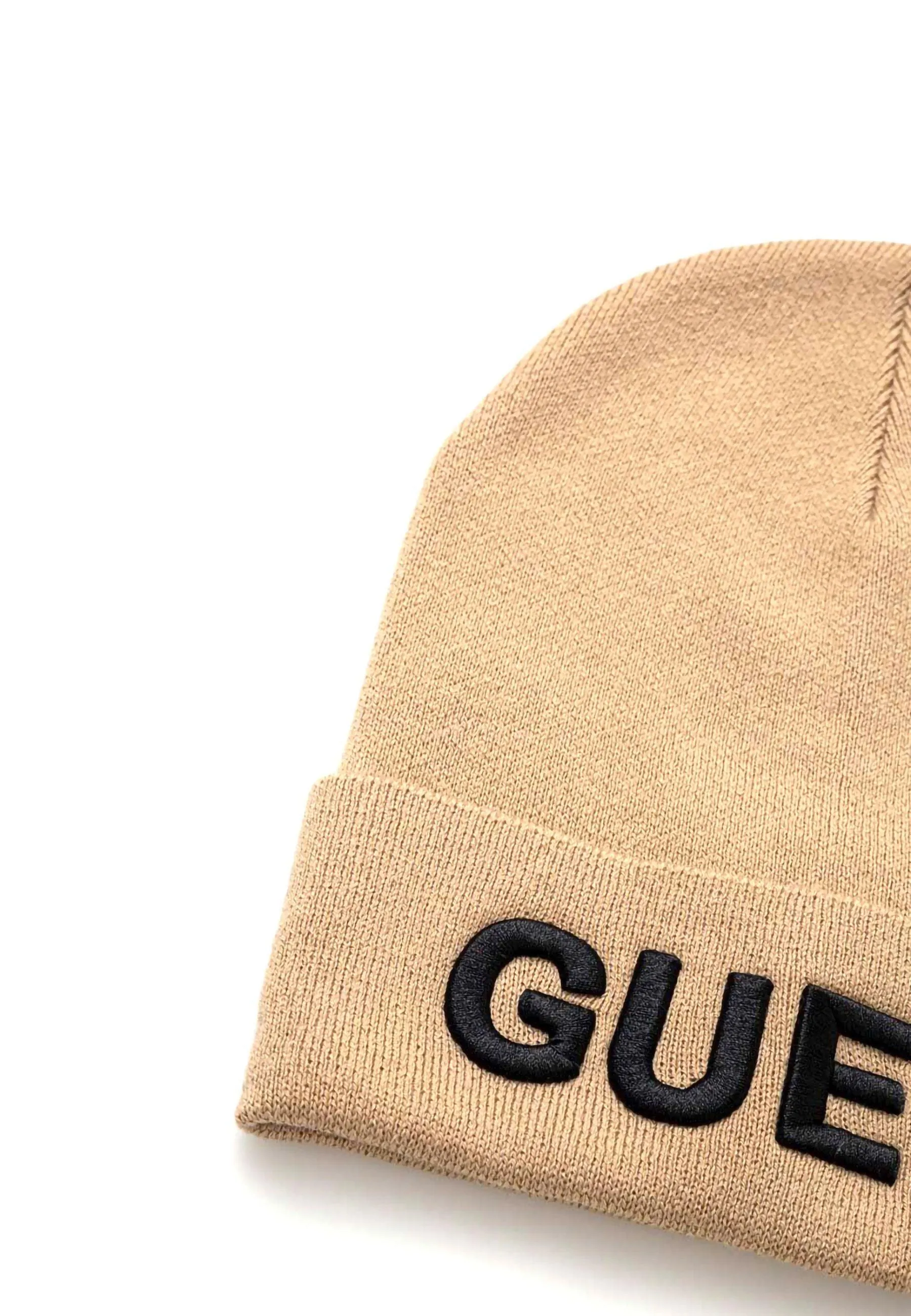 Beanie Berretta Uomo Beige Black AM5027POL01 - Men's Guess Beanie Hat in Beige and Black