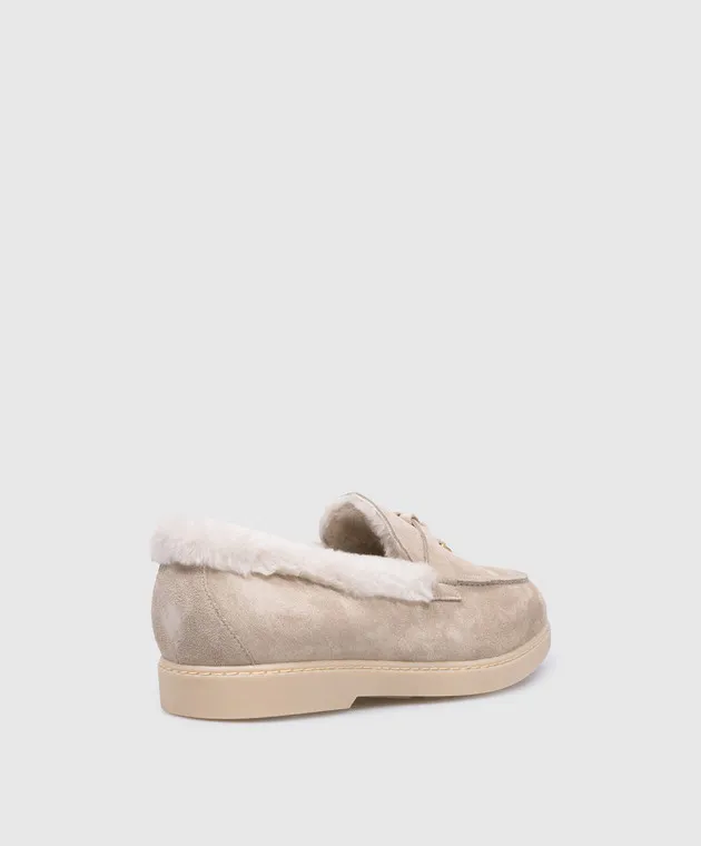 Beige suede moccasins with fur - Doucal's DD8733EDOUM252