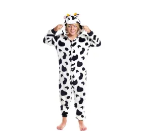 Black polka dot cow hooded pajama costume for kids