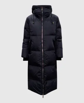 Black Quilted Long Puffer Jacket by Stilnology (Model: 75T510CERVOS)