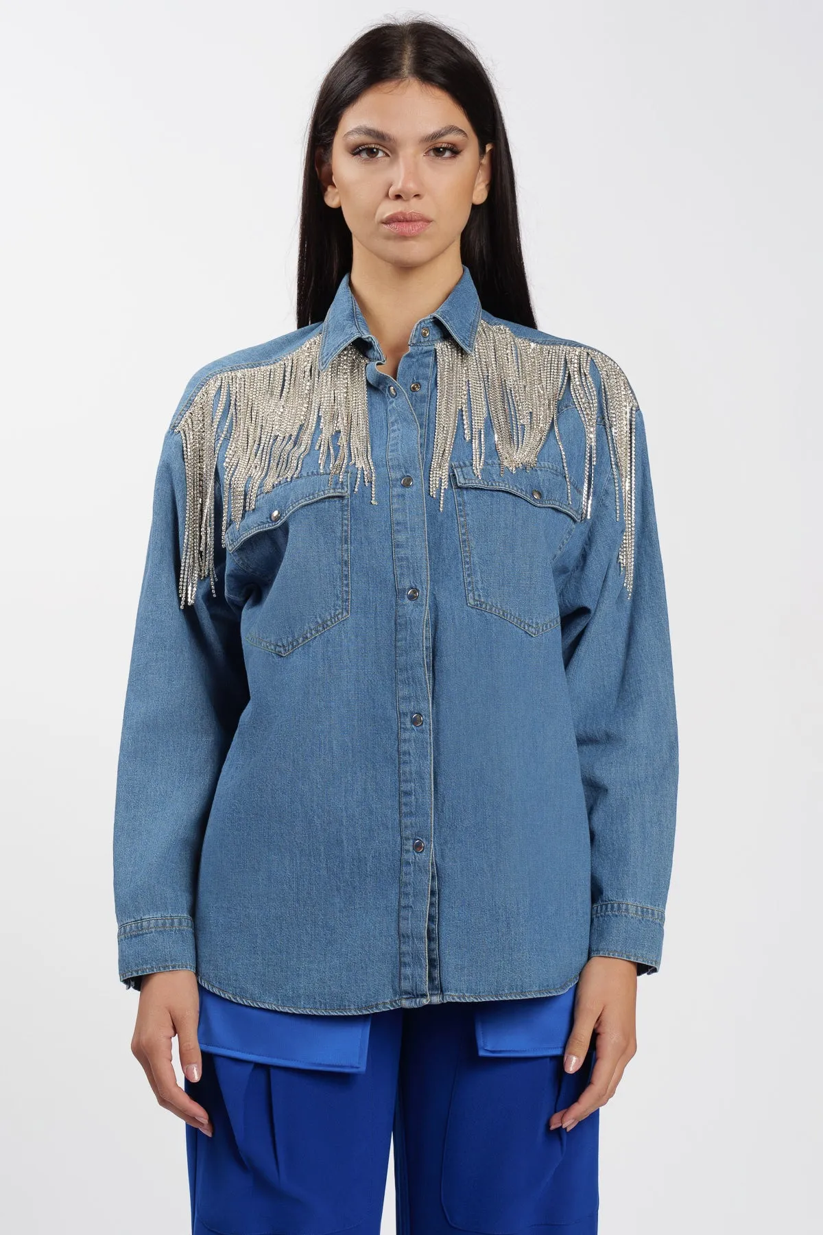 Denim Shirt with Appliques Camicia