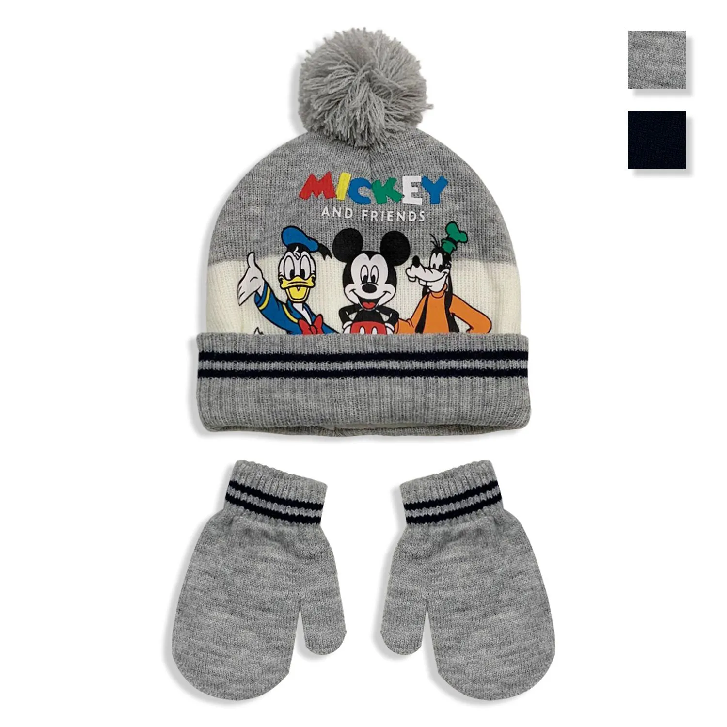 Disney Mickey Mouse Winter Hat and Gloves Set with Pom Pom for Kids 5580