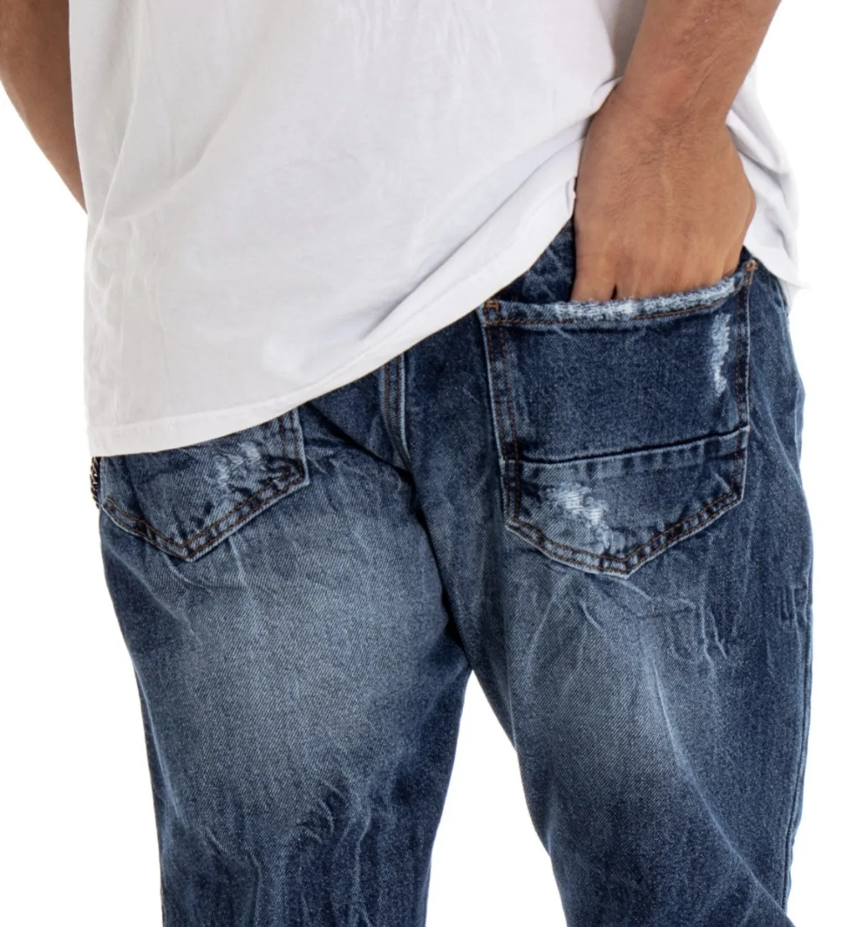 Distressed Faded Jeans