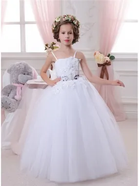 Long Tulle First Communion Dress with Straps