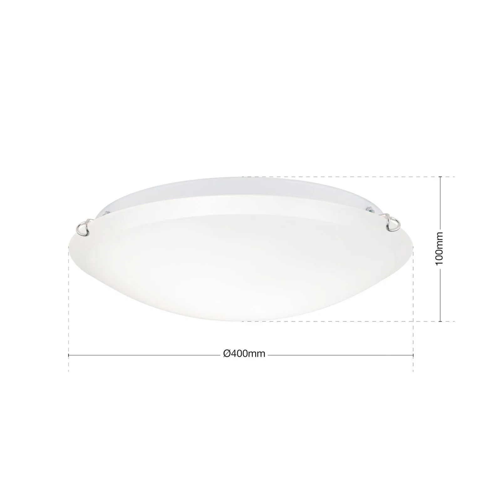 Plafoniera Agada, vetro opalino, cromo, 40 cm