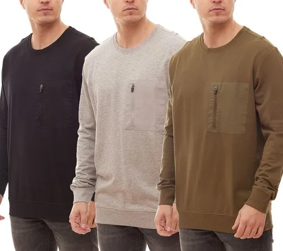 Solid Jonko Men's Recycled Fleece Sweater with Pocket 21300491.