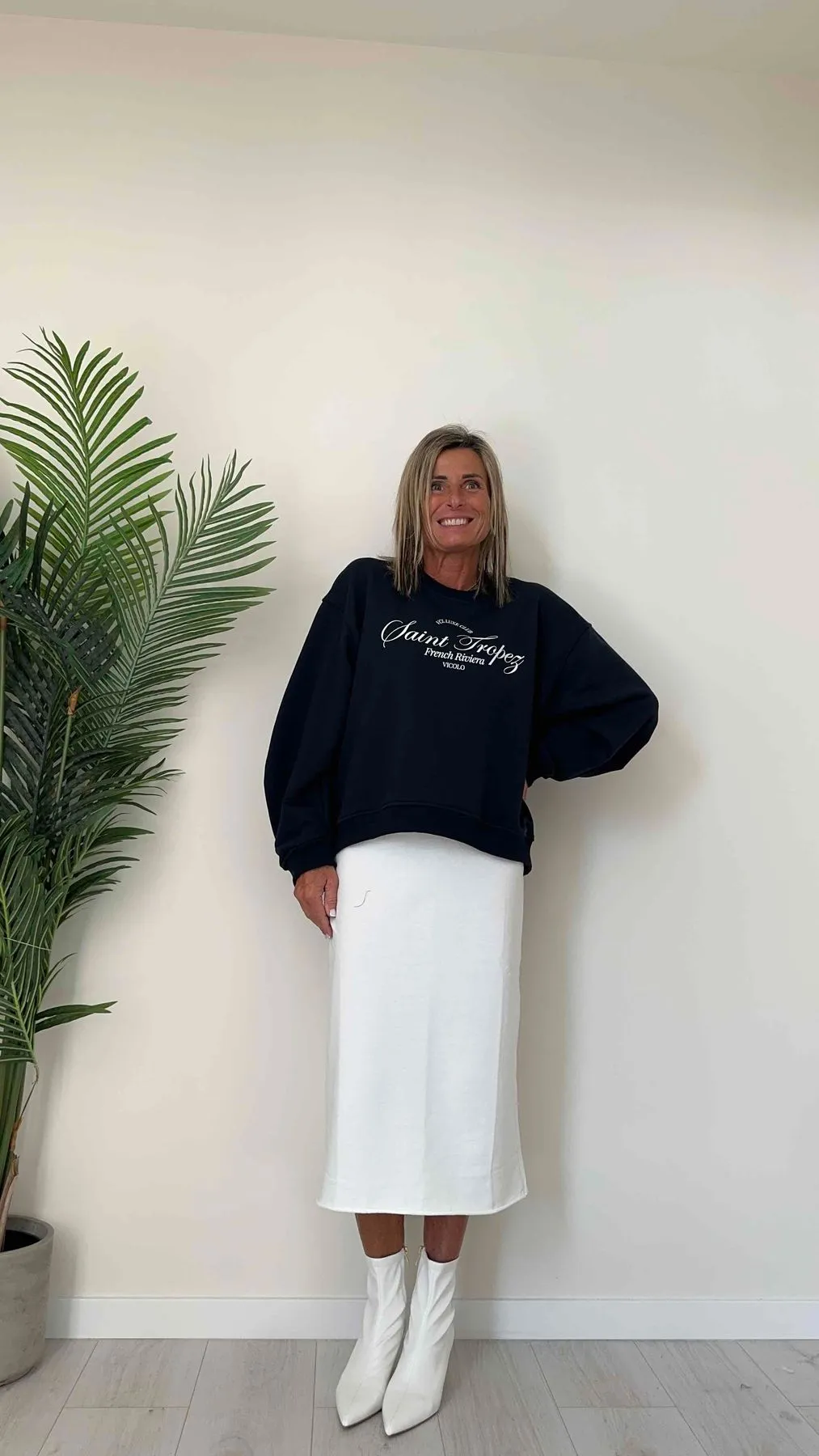 SUSYMIX OMSK563019 Fleece Sweatshirt Skirt 100% Cotton with Back Slit