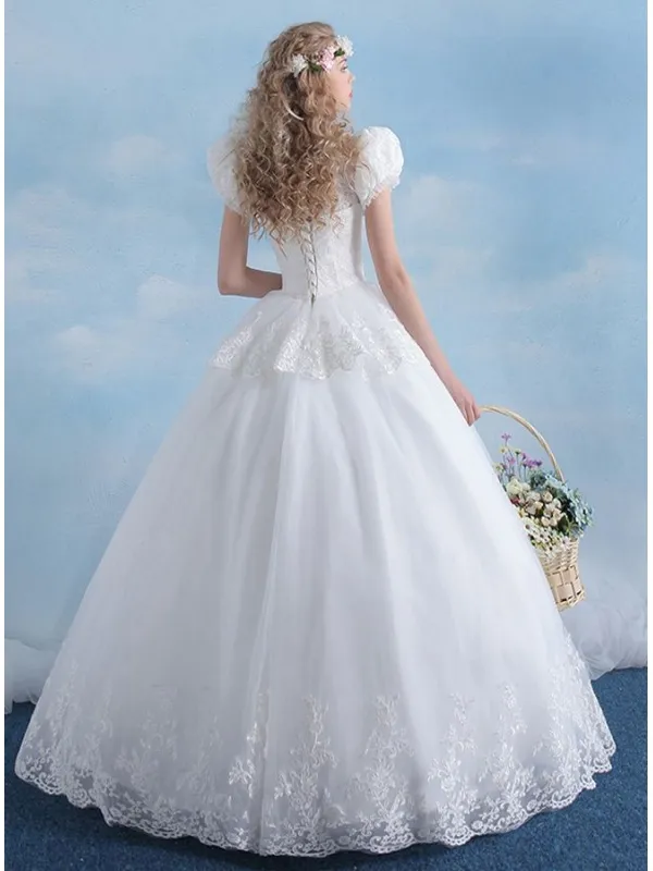 Traditional Vintage Wedding Dress with Balloon Sleeves