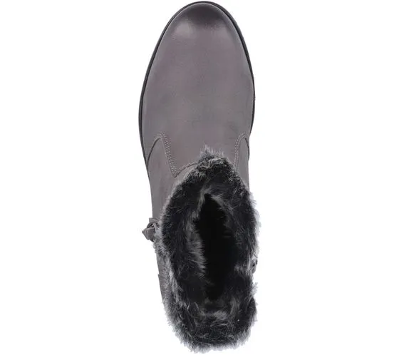Venturini Milano women's dark gray leather lined ankle boots with zipper 86472.