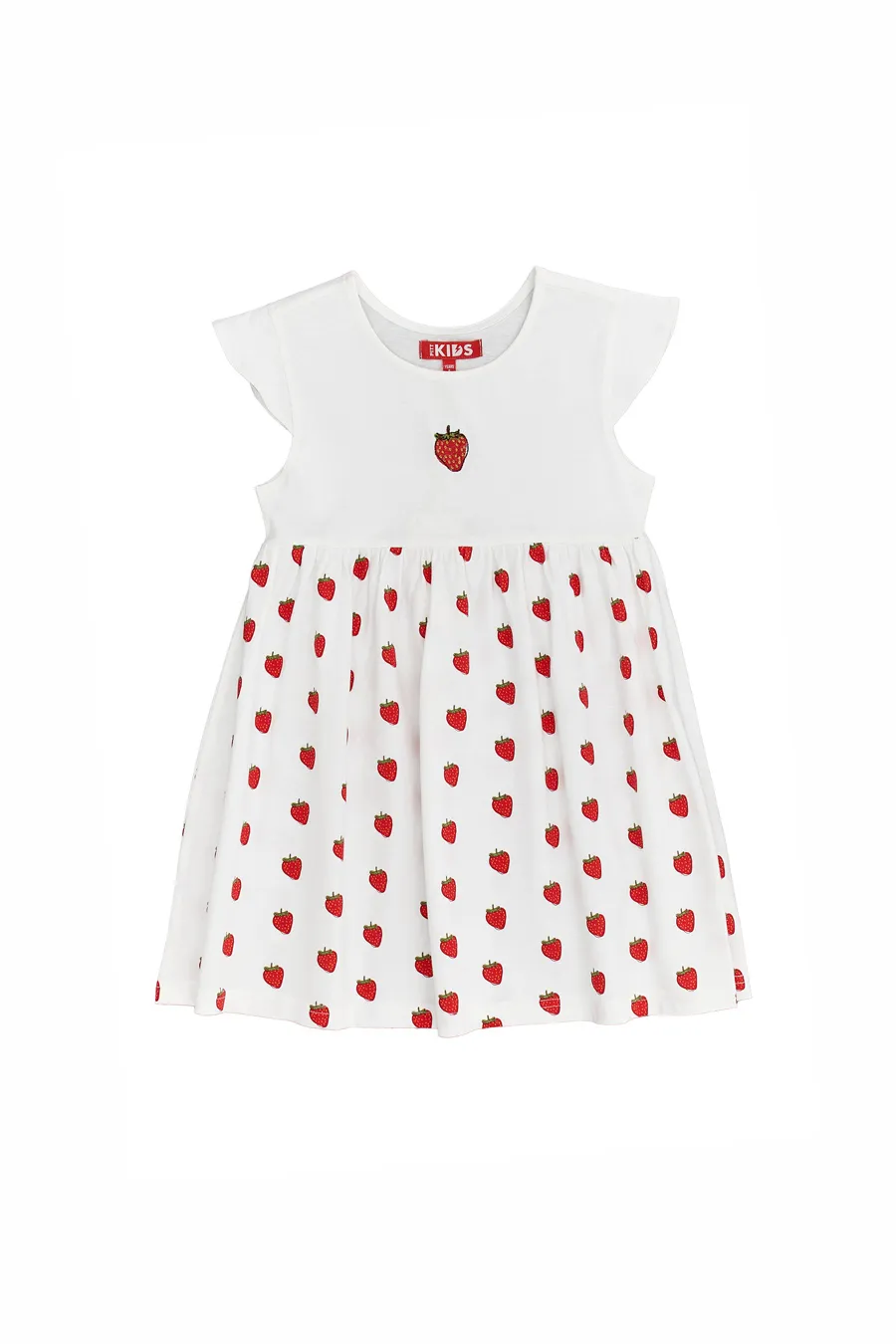 White Pitt Kids Dress with Strawberries 05060