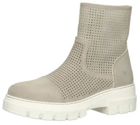 Women's Mustang laser-cut design beige ankle boots with removable insole for fall 1417-502-4.